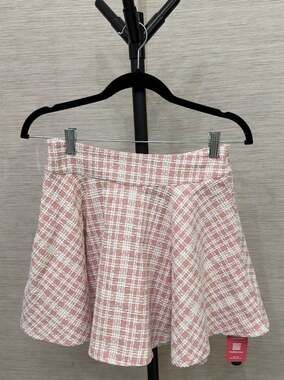 New with Tags*Kawaii* Pink and White Plaid Tweed Flare Mini Skirt